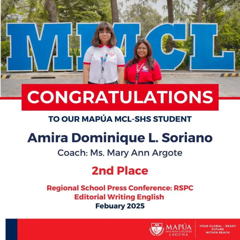 Mapúa MCL-SHS Students win at Regional School Press Conference RSPC Editorial Writing English.
