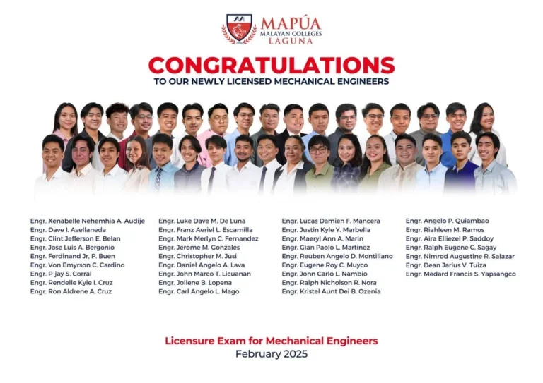 Mapúa MCL obtains February 2025 batch of Licensed Mechanical Engineers.