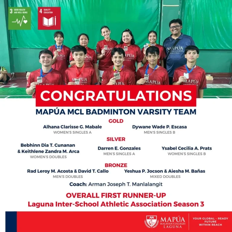 Mapúa MCL Badminton Team wins as Overall 1st Runner-Up at LISAA Season 3.