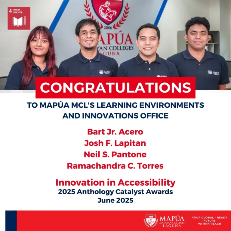 Mapúa MCL LEIO wins for Innovation in Accessibility in the 2025 Anthology Catalyst Awards.