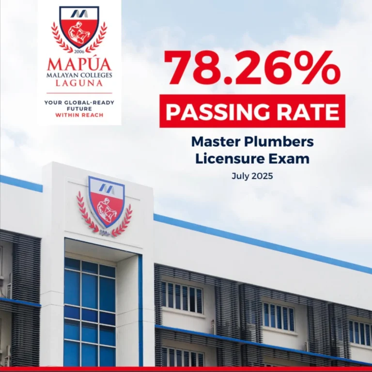 Mapúa MCL obtains 78.25% passing rate in Master Plumbers Licensure Exam.