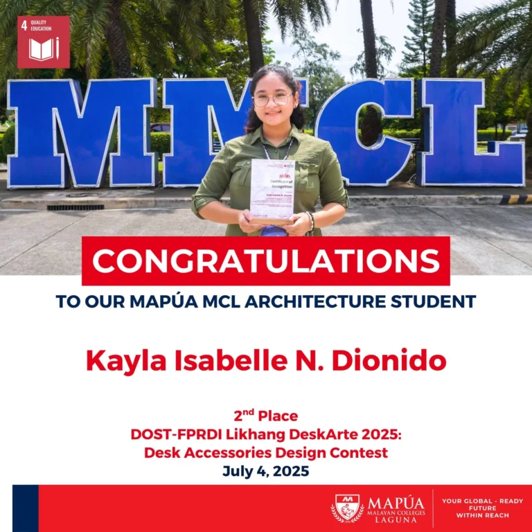 Mapúa MCL student wins 2nd Place in DOST-FPRDI Likhang DeskArte 2025.