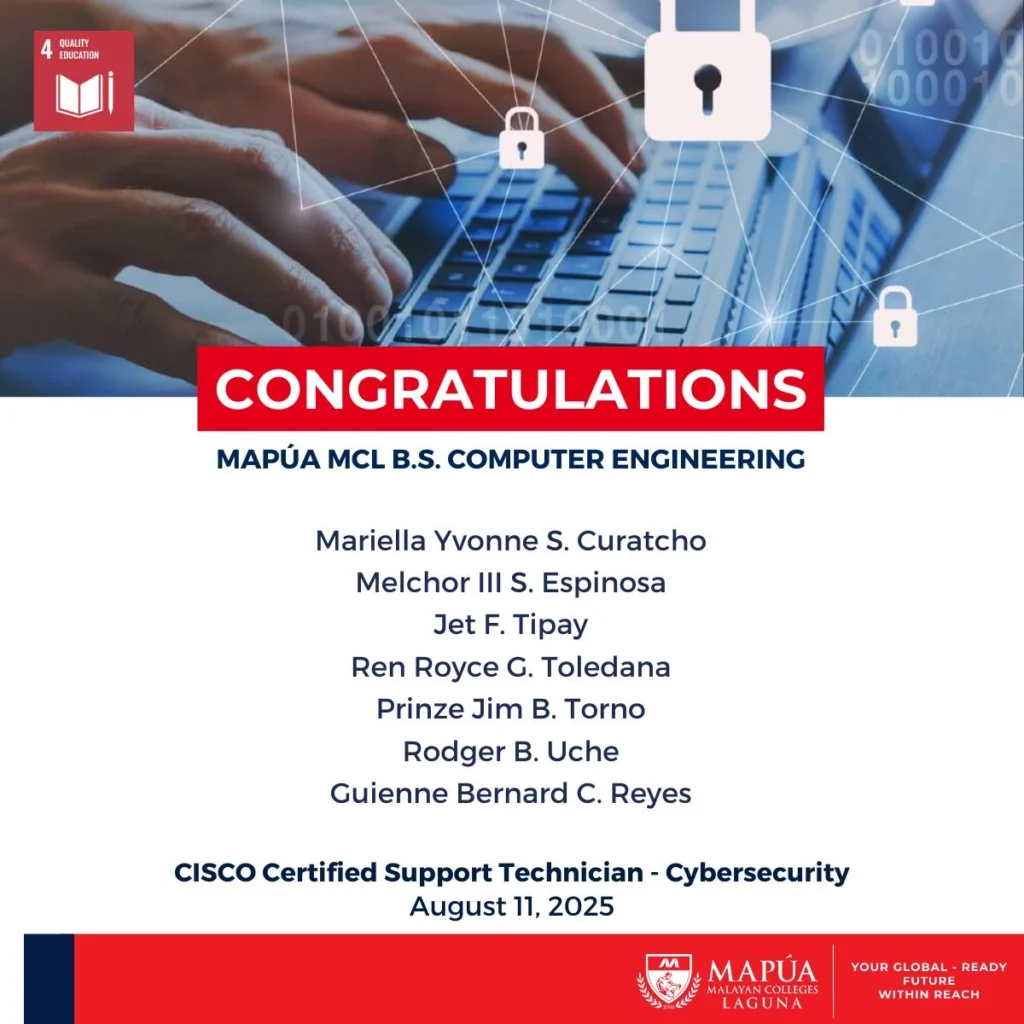 B.S. Computer Engineering students pass as CISCO Certified Support Technicians.