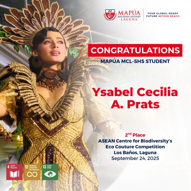 Mapúa MCL-SHS student earns Second Place in ASEAN Eco Couture Competition 2025.