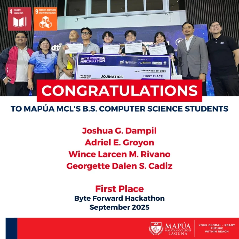 Mapúa MCLs B.S. Computer Science Students Win First Place at Byte Forward Hackathon.