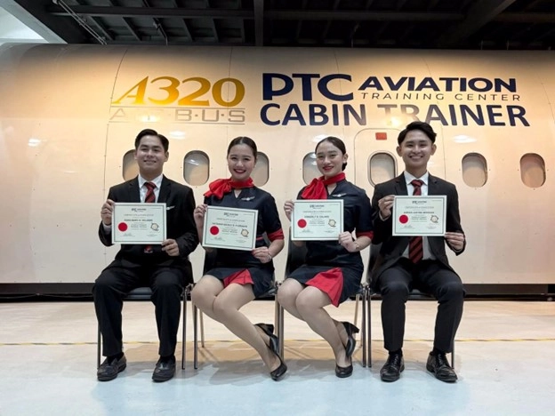 Mapúa MCL B.S. Tourism Management Students complete Flight Attendant Training at PTC.