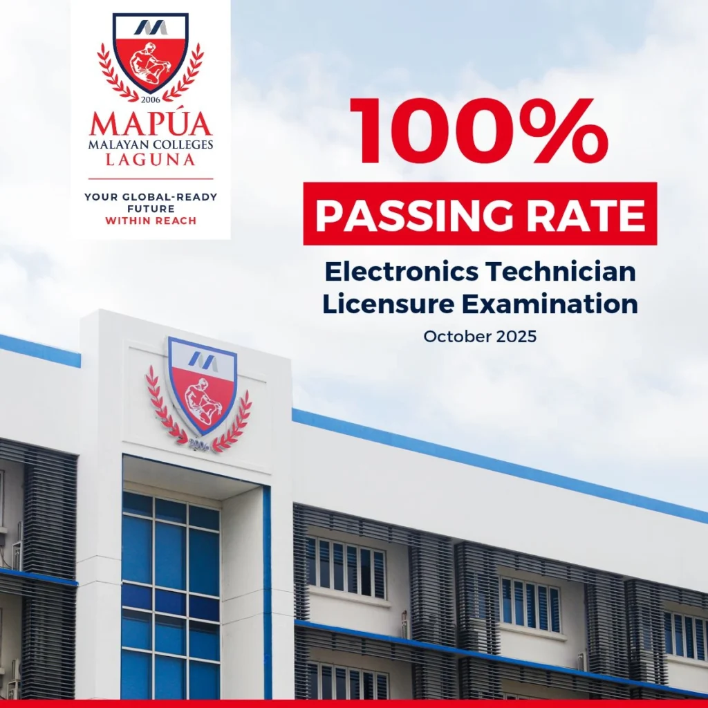 Mapúa MCL obtains 100% passing rate in October 2025 Electronics Technician Licensure Exam.