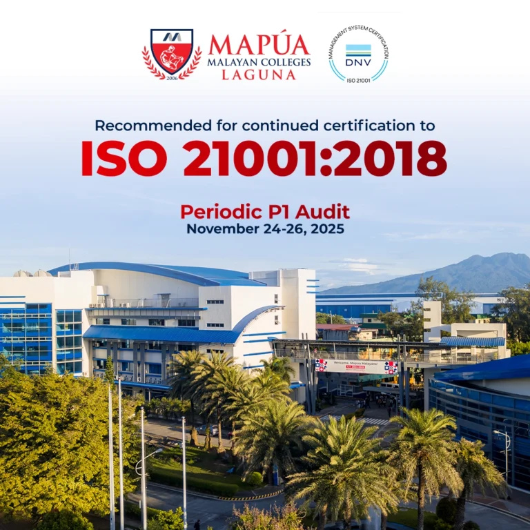 Malayan Colleges Laguna recommended for Continued Certification to ISO 210012018.