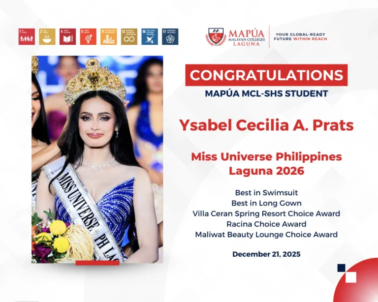 Mapúa MCL-SHS student crowned as Miss Universe Philippines Laguna 2026.