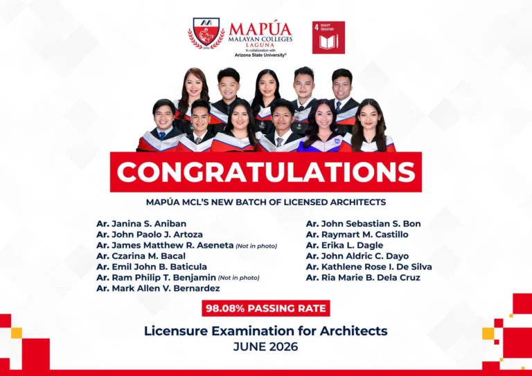 Mapúa MCL obtains 98.08% Passing Rate for June 2026 Licensure Exam for Architects.