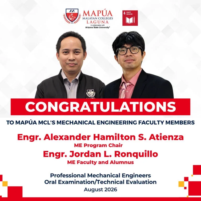 Mapúa MCL Alumnus Faculty and Program Chair Pass the Oral Exam for Professional Mechanical Engineer.